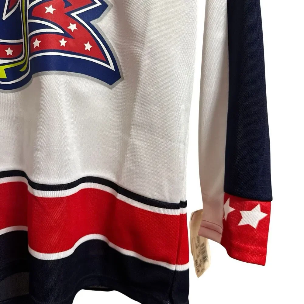 NWT Authentic‎ Ccm Columbus Blue Jackets Jersey Boys XL Mic 90s Vintage White